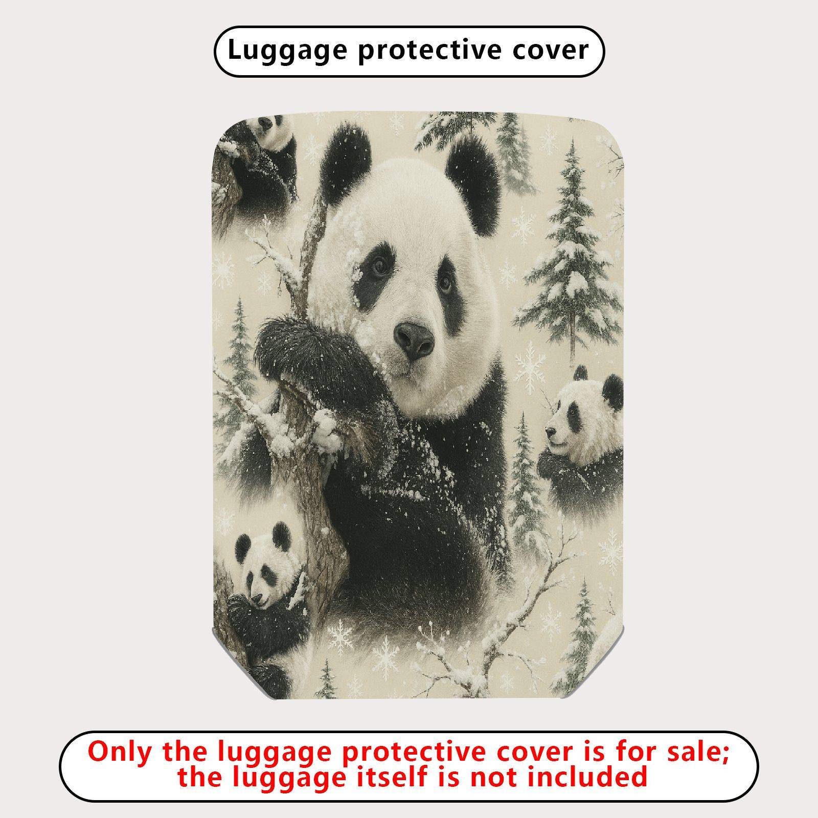 1-Piece Panda Snow Forest Winter Nature Cute Animal  Suitcase Luggage Cover, Stretch Protective Sleeve
