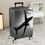 1-Piece Airplane Travel Clouds Sky Black and White  Suitcase Luggage Cover, Stretch Protective Sleeve