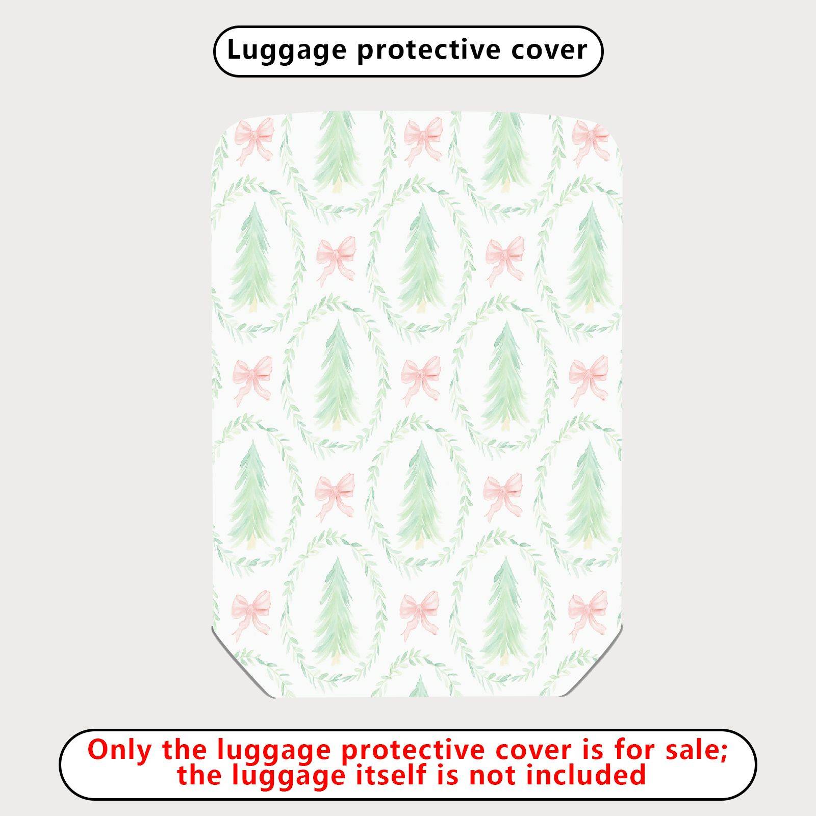 1-Piece Christmas Tree Bow Wreath Festive Holiday  Suitcase Luggage Cover, Stretch Protective Sleeve