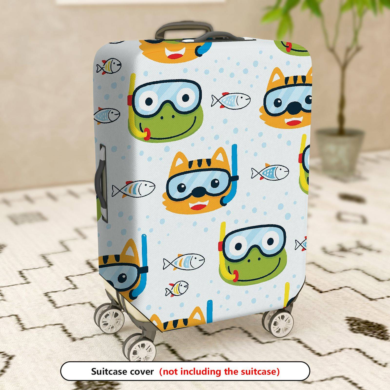 1-Piece Animal Fish Diving Water Fun Printed  Suitcase Luggage Cover, Stretch Protective Sleeve