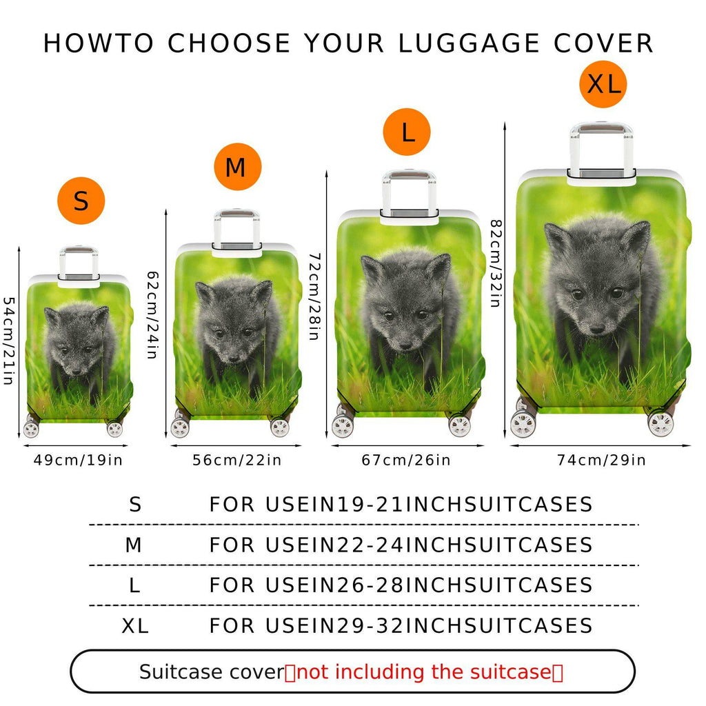 1-Piece Cute Adorable Green Grass Fox Animal Nature  Suitcase Luggage Cover, Stretch Protective Sleeve