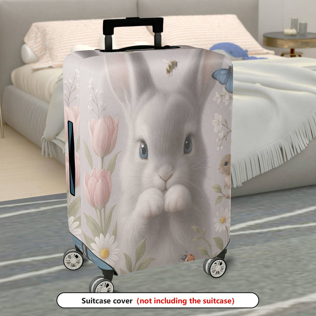 1-Piece Rabbit Floral Nature Butterfly Animal Cute  Suitcase Luggage Cover, Stretch Protective Sleeve