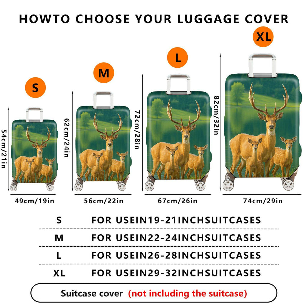 1-Piece Deer Nature Lake Forest Wildlife Landscape  Suitcase Luggage Cover, Stretch Protective Sleeve
