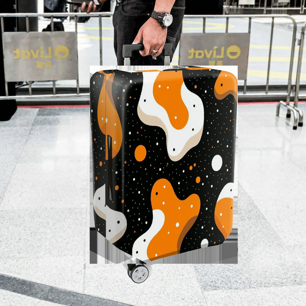 1-Piece Abstract Orange Black White Polka Dot Pattern Graphic Artistic  Suitcase Luggage Cover, Stretch Protective Sleeve
