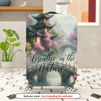 1-Piece Traditional Asian Watercolor Landscape Zen Nature  Suitcase Luggage Cover, Stretch Protective Sleeve