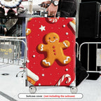 1-Piece Gingerbread Candy Cane Christmas Holiday Festive  Suitcase Luggage Cover, Stretch Protective Sleeve