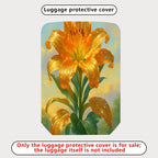 1-Piece Golden Lily Floral Vibrant Artistic Luggage  Suitcase Luggage Cover, Stretch Protective Sleeve