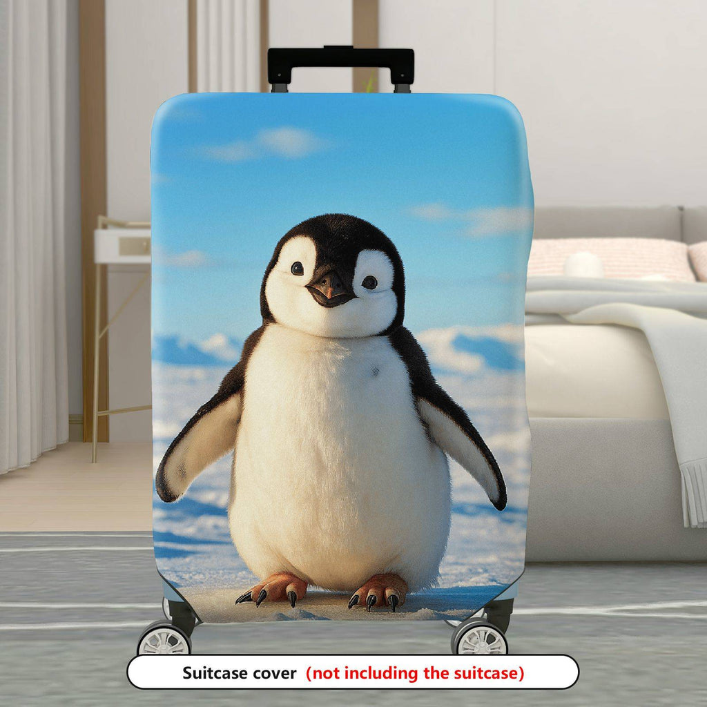 1-Piece Cute Adorable Penguin Snow Winter Travel  Suitcase Luggage Cover, Stretch Protective Sleeve