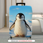 1-Piece Cute Adorable Penguin Snow Winter Travel  Suitcase Luggage Cover, Stretch Protective Sleeve