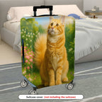 1-Piece Cat Floral Nature Vibrant Artistic Cute  Suitcase Luggage Cover, Stretch Protective Sleeve