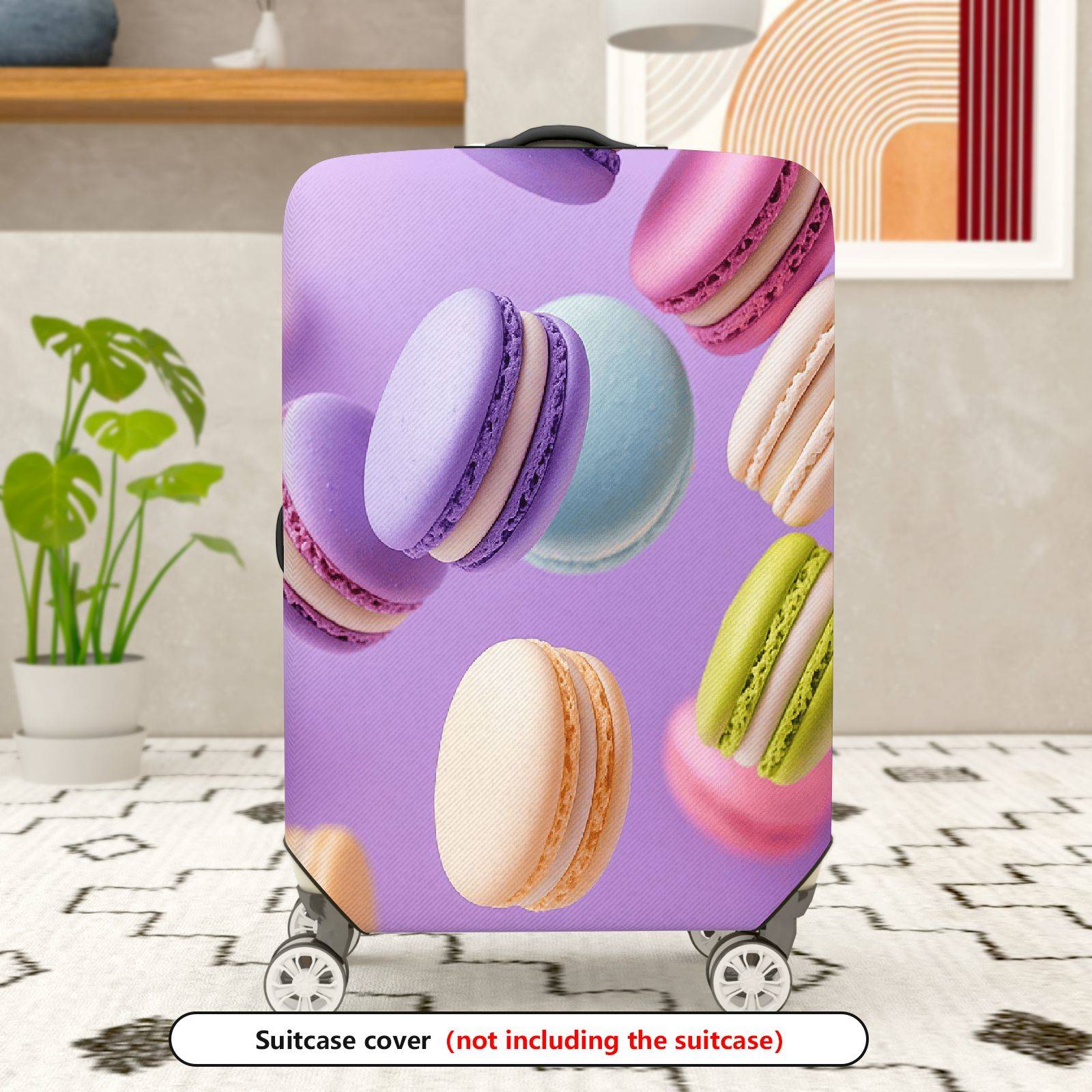 1-Piece Colorful Sweet Macaron Pastel Fun Cute  Suitcase Luggage Cover, Stretch Protective Sleeve
