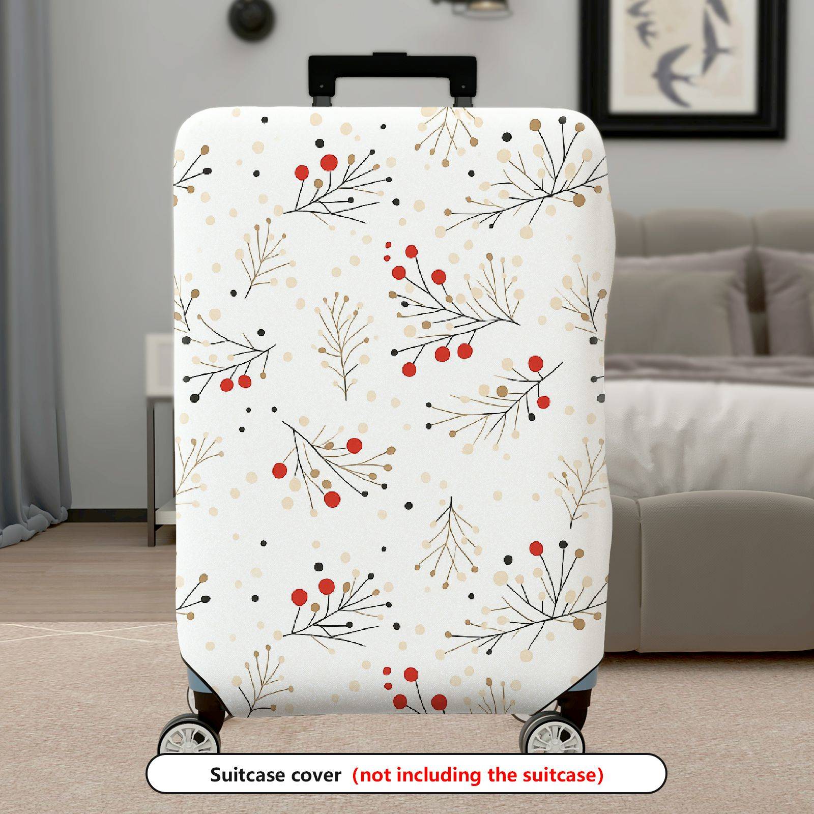 1-Piece Holiday Colorful Festive Pattern Branches  Suitcase Luggage Cover, Stretch Protective Sleeve