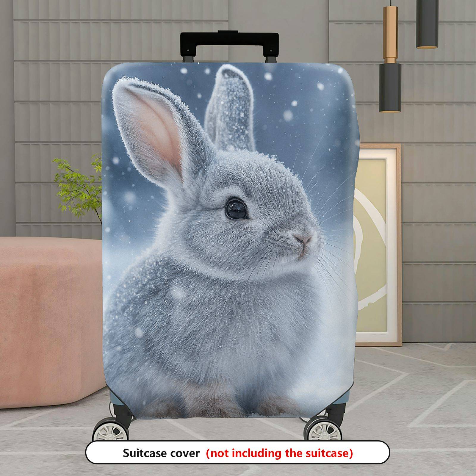 1-Piece Cute Rabbit Snow Winter Nature Animal  Suitcase Luggage Cover, Stretch Protective Sleeve
