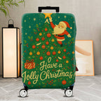 1-Piece Santa Christmas Tree Holiday Festive Colorful  Suitcase Luggage Cover, Stretch Protective Sleeve