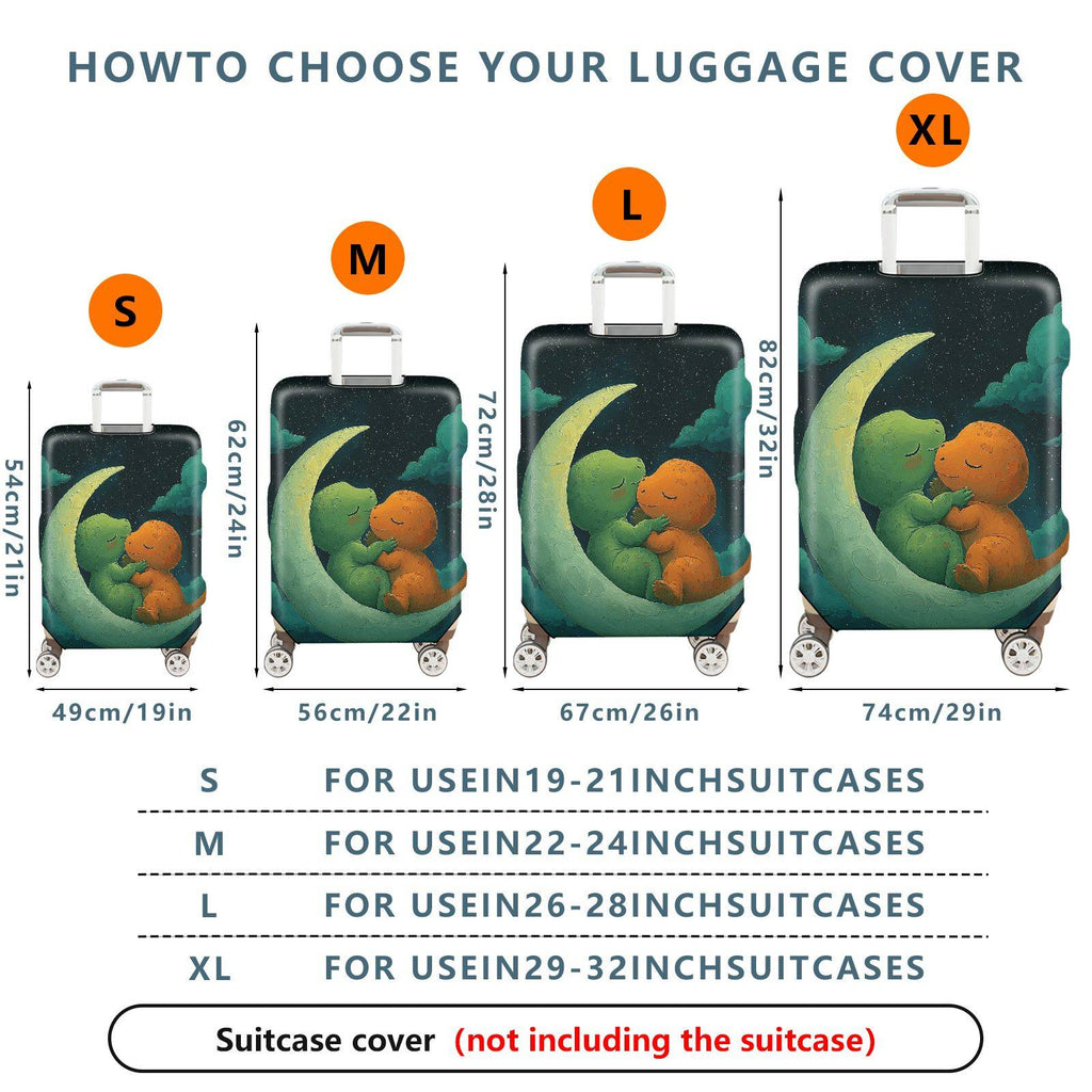 1-Piece Dinosaur Moon Stars Clouds Night Cute  Suitcase Luggage Cover, Stretch Protective Sleeve