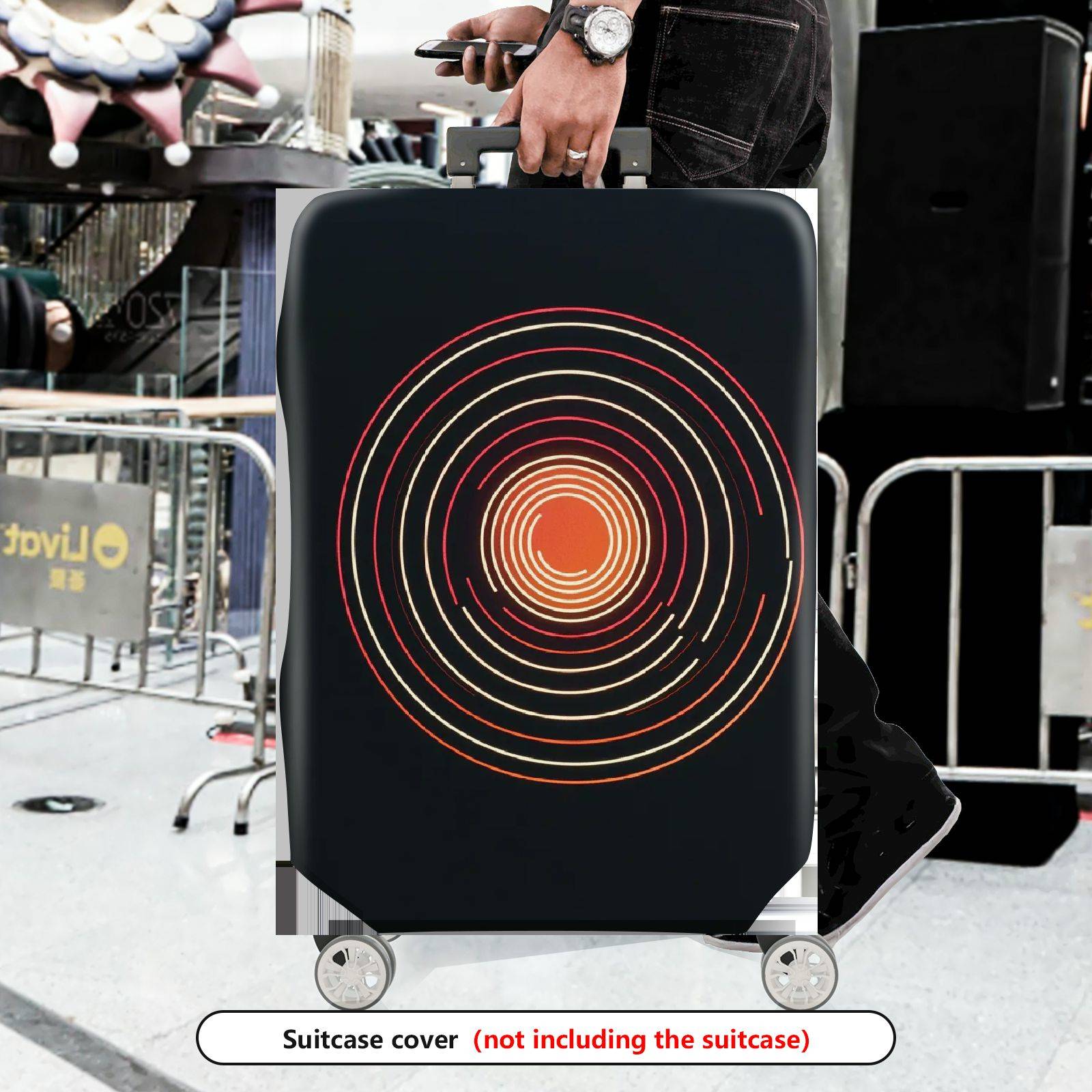 1-Piece Geometric Circular Abstract Modern Artistic Vibrant  Suitcase Luggage Cover, Stretch Protective Sleeve