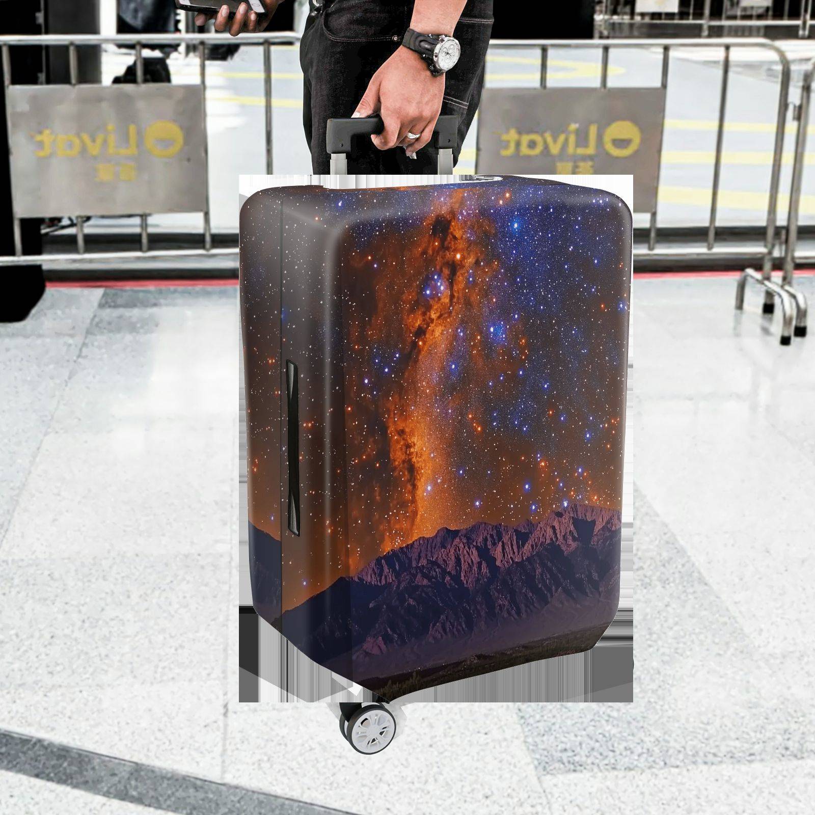 1-Piece Cosmic Mountain Starry Night Galaxy Universe Nebula  Suitcase Luggage Cover, Stretch Protective Sleeve