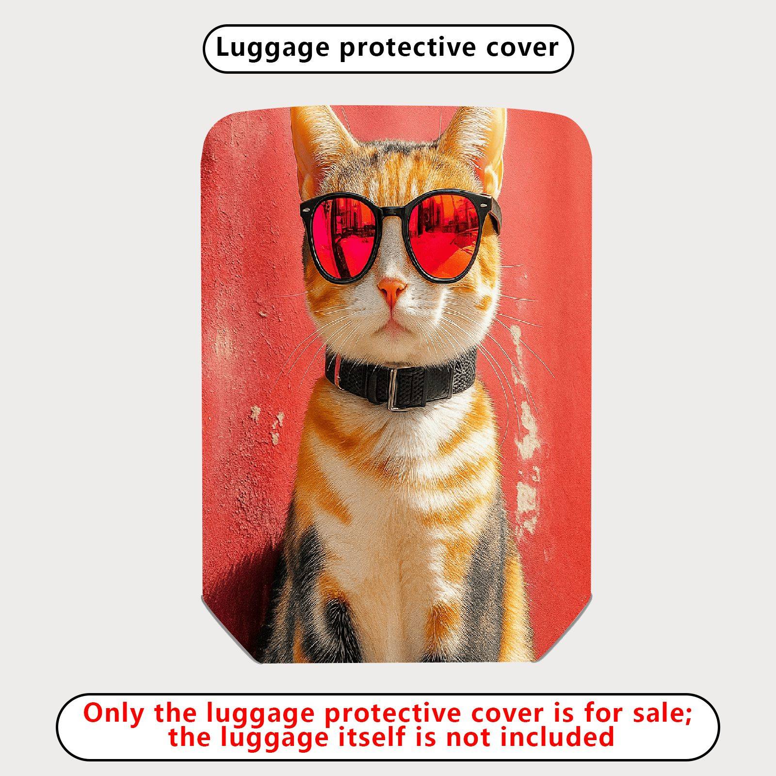 1-Piece Animal Art Red Texture Vintage Creative Fun  Suitcase Luggage Cover, Stretch Protective Sleeve