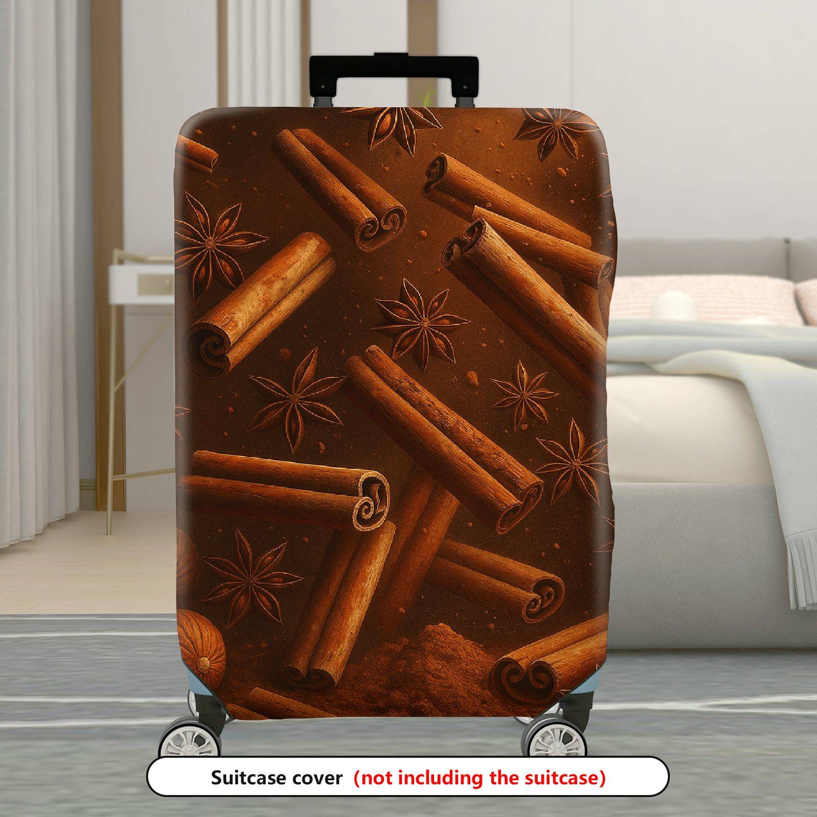 1-Piece Cinnamon Spice Holiday Winter Cocoa Travel Aroma  Suitcase Luggage Cover, Stretch Protective Sleeve