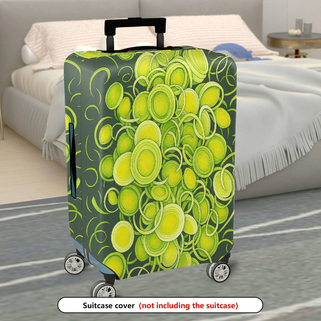 1-Piece Abstract Green Yellow Swirl Circular Artistic Vibrant  Suitcase Luggage Cover, Stretch Protective Sleeve
