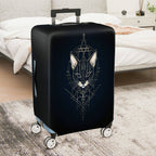 1-Piece Geometric Cat Art Design Black Modern Sleek Stylish  Suitcase Luggage Cover, Stretch Protective Sleeve