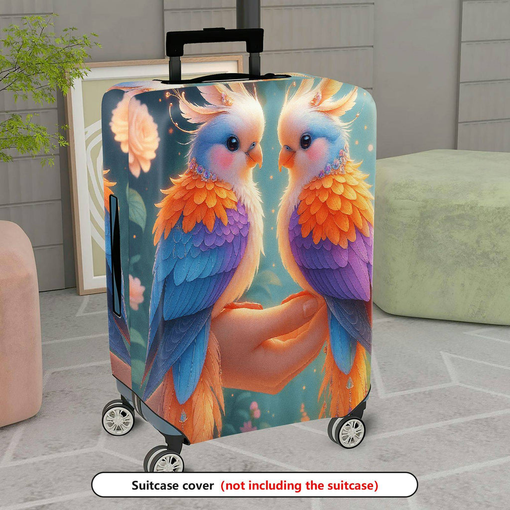 1-Piece Painted Feather Parrot Floral Abstract  Suitcase Luggage Cover, Stretch Protective Sleeve
