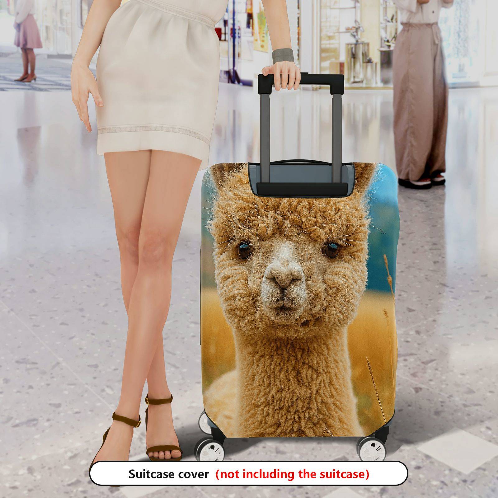 1-Piece Cute Alpaca Animal Nature Scenery Artistic  Suitcase Luggage Cover, Stretch Protective Sleeve