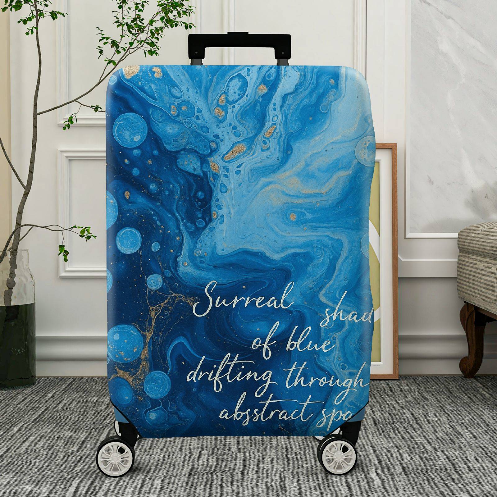1-Piece Abstract Blue Artistic Bubble Surreal Dreamy  Suitcase Luggage Cover, Stretch Protective Sleeve