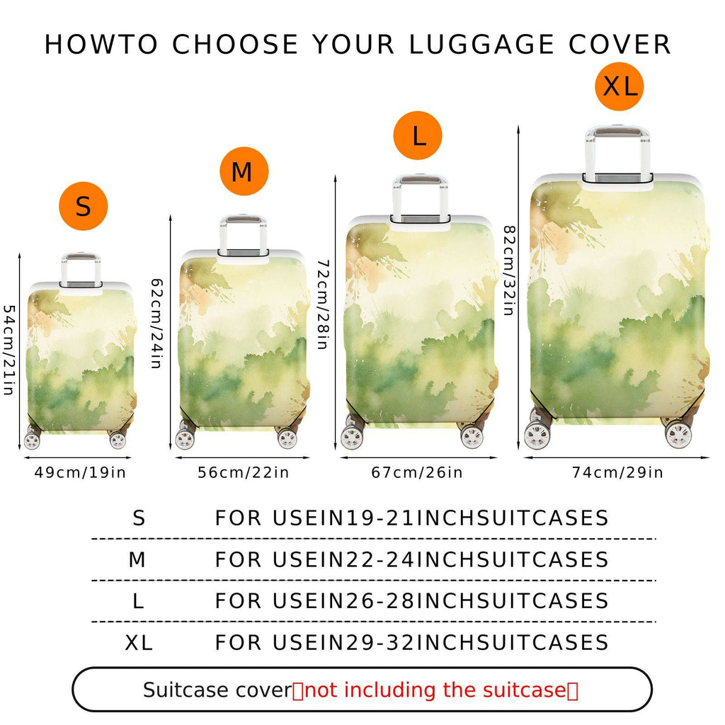 1-Piece Abstract Nature Green Watercolor Painting  Suitcase Luggage Cover, Stretch Protective Sleeve