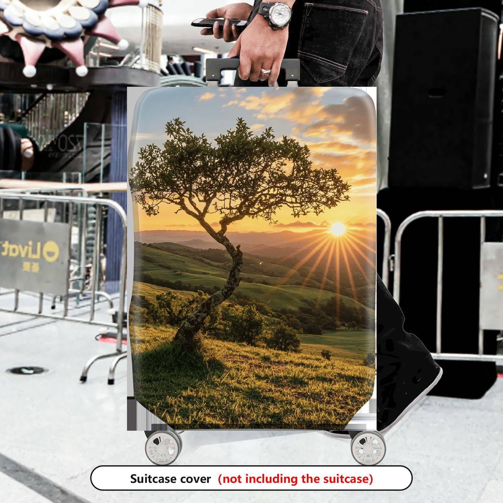 1-Piece Nature Sunset Tree Landscape Scenic Outdoor Travel  Suitcase Luggage Cover, Stretch Protective Sleeve