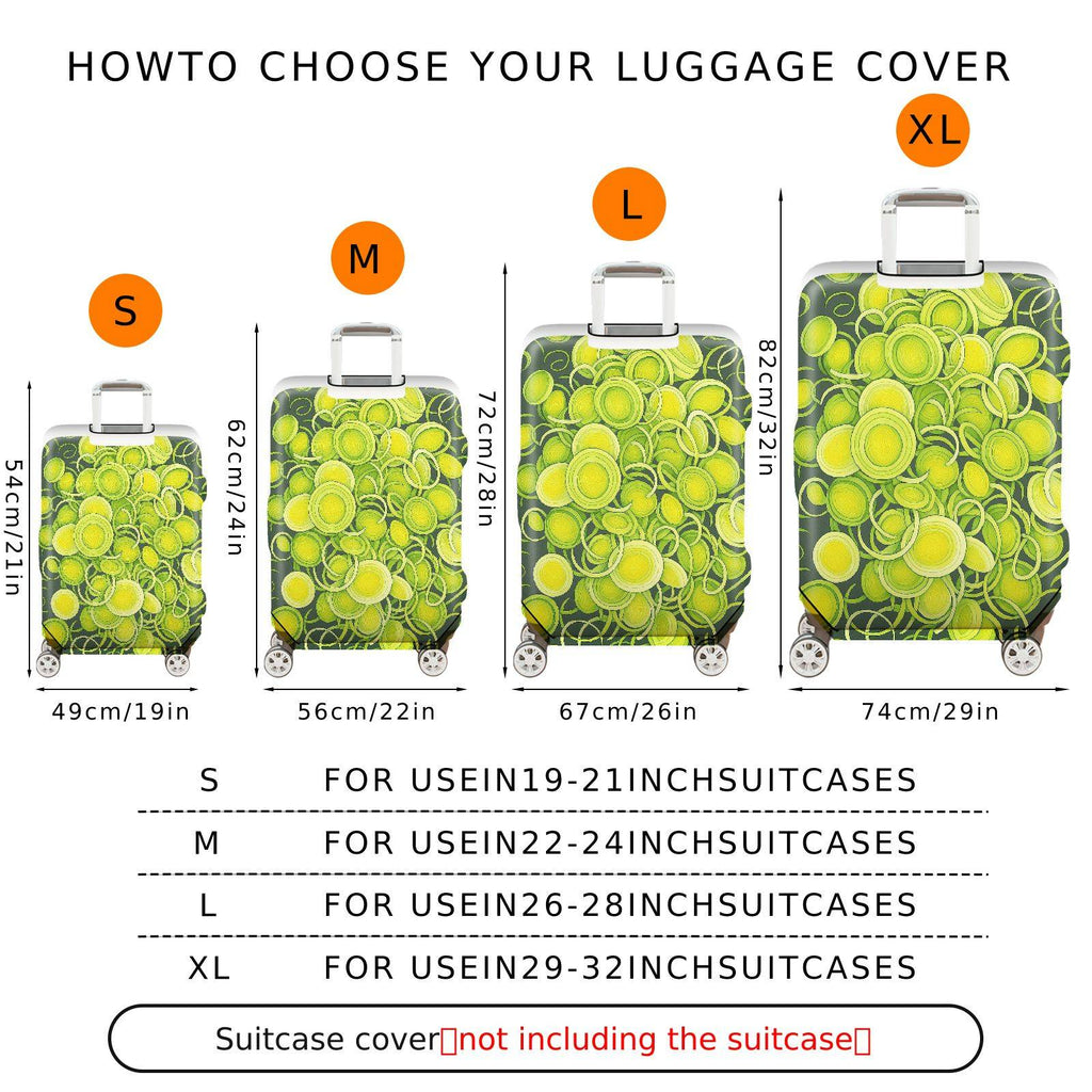 1-Piece Abstract Green Yellow Swirl Circular Artistic Vibrant  Suitcase Luggage Cover, Stretch Protective Sleeve
