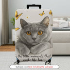 1-Piece Cat Butterfly Flower Words Artistic  Suitcase Luggage Cover, Stretch Protective Sleeve