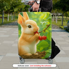 1-Piece Rabbit Cherry Green Nature Cute  Suitcase Luggage Cover, Stretch Protective Sleeve