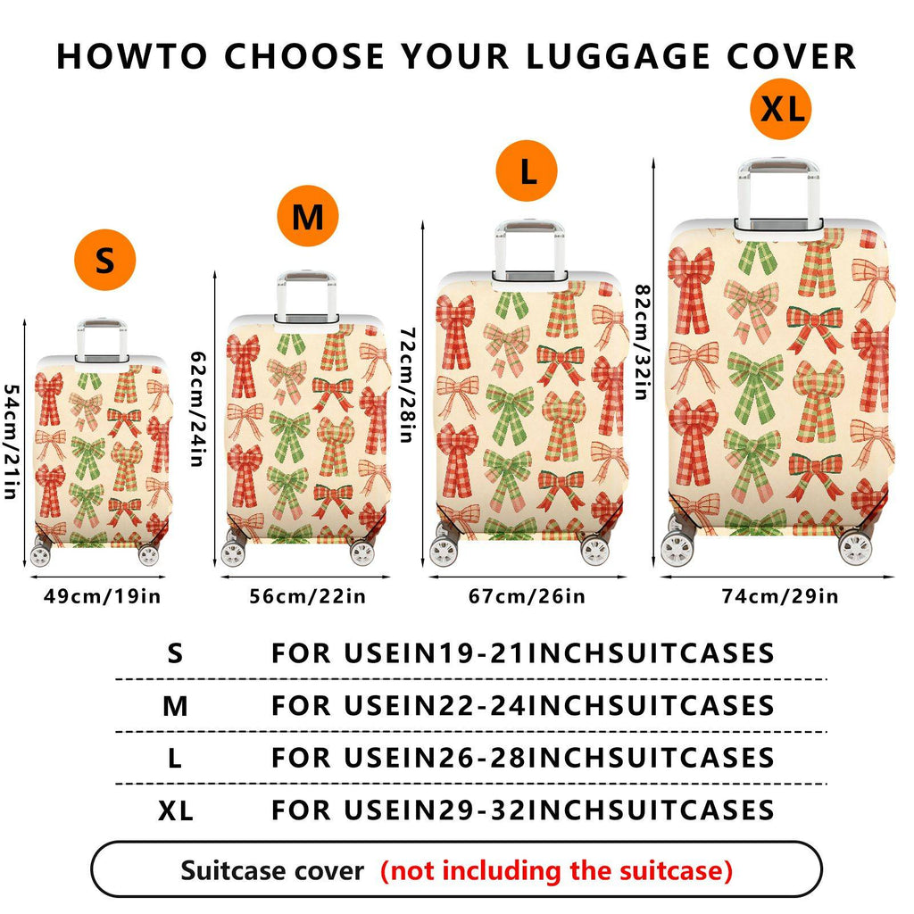 1-Piece Plaid Bow Knot Pattern Ribbon Checkered Holiday Chic  Suitcase Luggage Cover, Stretch Protective Sleeve