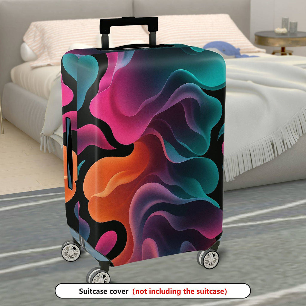 1-Piece Abstract Colorful Fluid Wave Pattern  Suitcase Luggage Cover, Stretch Protective Sleeve