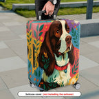 1-Piece Dog Floral Colorful Artistic Pet Travel Holiday  Suitcase Luggage Cover, Stretch Protective Sleeve