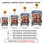 1-Piece Festive Christmas Cute Cat Snow Holiday Winter  Suitcase Luggage Cover, Stretch Protective Sleeve