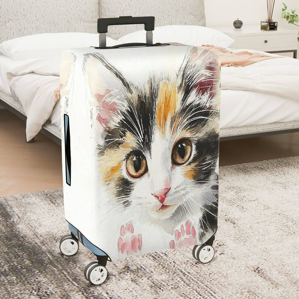 1-Piece Cute Adorable Cat Watercolor Animal Art  Suitcase Luggage Cover, Stretch Protective Sleeve