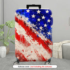 1-Piece American Flag Red White Blue Stars Abstract Fireworks  Suitcase Luggage Cover, Stretch Protective Sleeve
