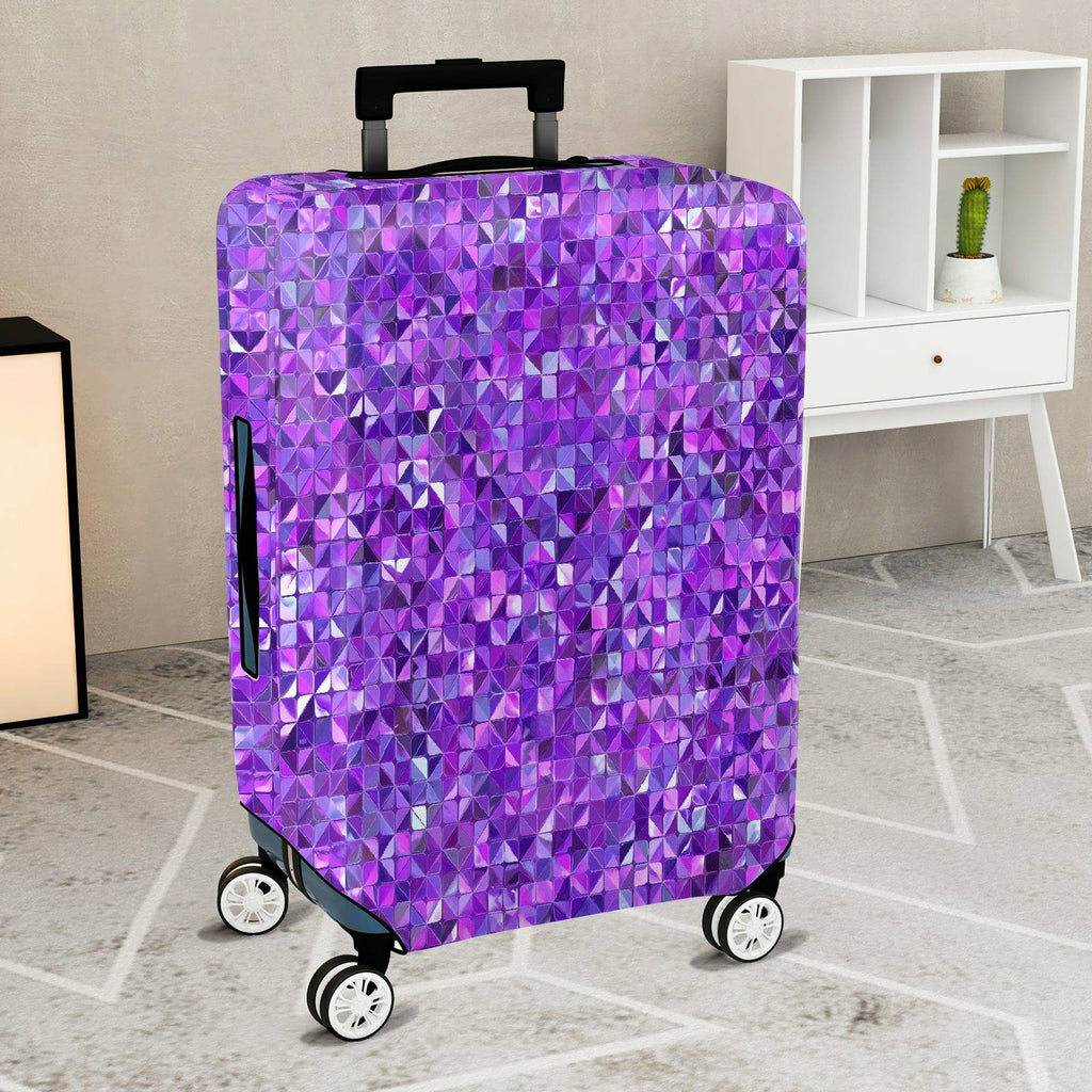1-Piece Purple Geometric Mosaic Pattern  Suitcase Luggage Cover, Stretch Protective Sleeve