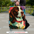 1-Piece Dog Floral Colorful Artistic Pet Travel Holiday  Suitcase Luggage Cover, Stretch Protective Sleeve