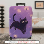 1-Piece Black Cat Dandelion Purple Cute Stylish Fun  Suitcase Luggage Cover, Stretch Protective Sleeve