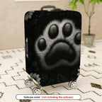 1-Piece Animal Paw Print Floral Black White  Suitcase Luggage Cover, Stretch Protective Sleeve