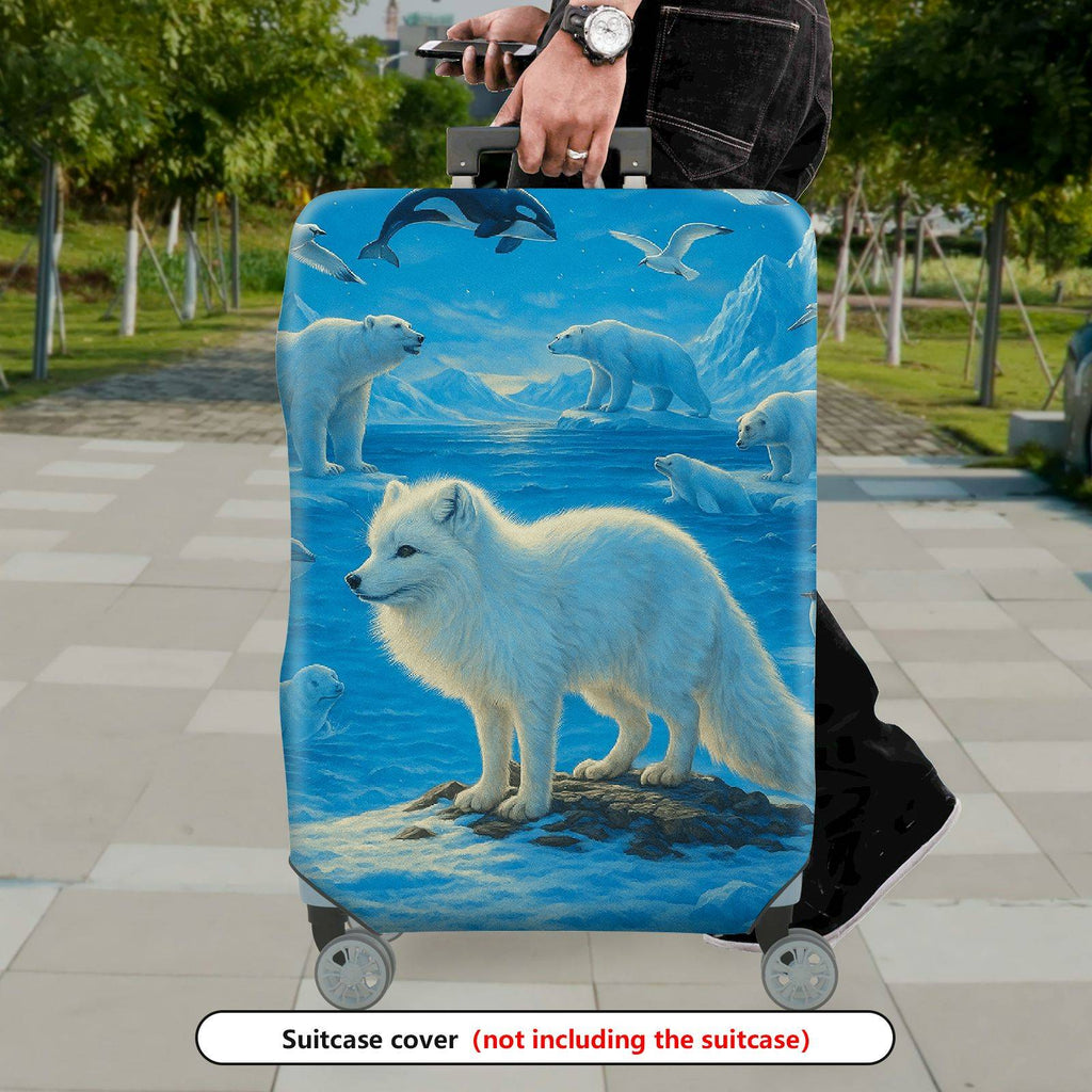 1-Piece Arctic Animals Ocean Landscape Wildlife Icebergs Winter  Suitcase Luggage Cover, Stretch Protective Sleeve
