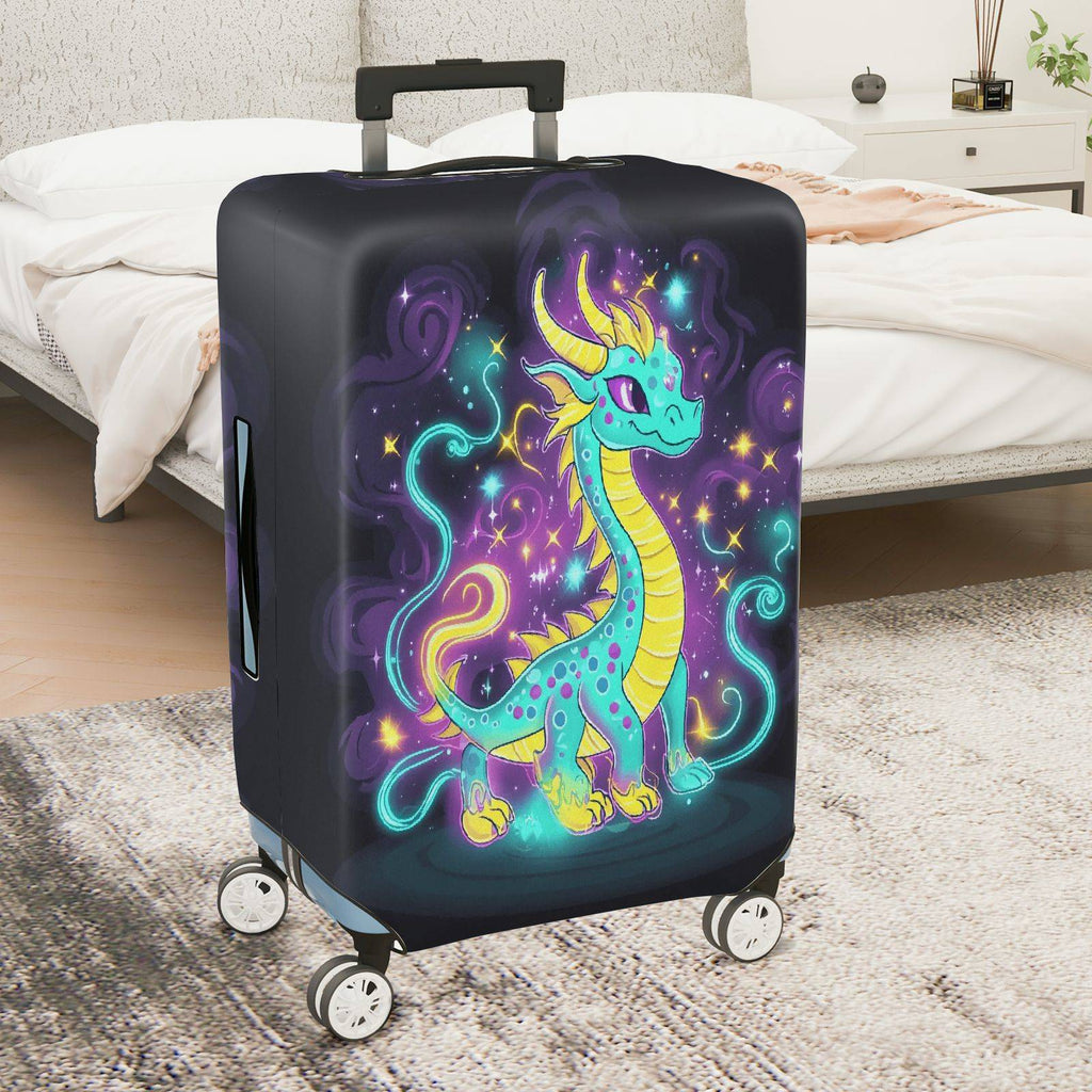 1-Piece Fantasy Dragon Starry Night Cosmic Colorful Magical  Suitcase Luggage Cover, Stretch Protective Sleeve