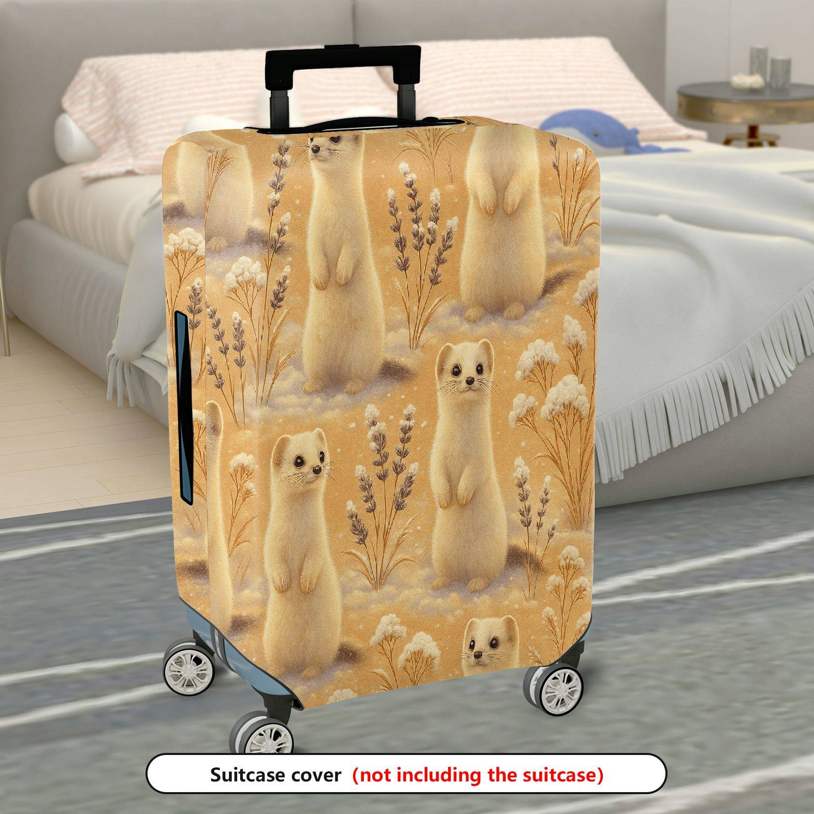 1-Piece Cute Weasel Animal Nature Pastel Art  Suitcase Luggage Cover, Stretch Protective Sleeve