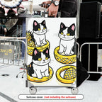 1-Piece Cat Pineapple Cute Fun Whimsical  Suitcase Luggage Cover, Stretch Protective Sleeve