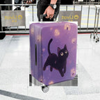 1-Piece Black Cat Dandelion Purple Cute Stylish Fun  Suitcase Luggage Cover, Stretch Protective Sleeve