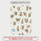 1-Piece Christmas Sloth Animal  Cute Holiday  Suitcase Luggage Cover, Stretch Protective Sleeve