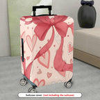 1-Piece Pink Ribbon Heart Valentine Love Holiday  Suitcase Luggage Cover, Stretch Protective Sleeve